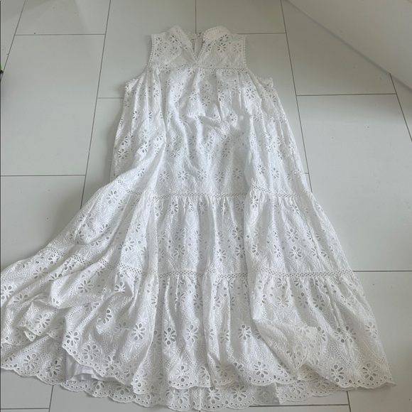 Kate Spade white eyelet Midi dress size large - Picture 1 of 4